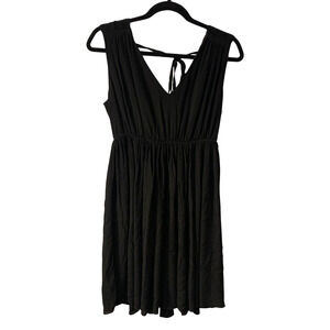 Madewell Women's Magnolia Tie Back Mini Dress Size M Black LBD Elastic Waist